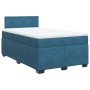 Cama box spring con colchón terciopelo azul oscuro 120x190 cm