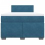 Cama box spring con colchón terciopelo azul oscuro 120x190 cm