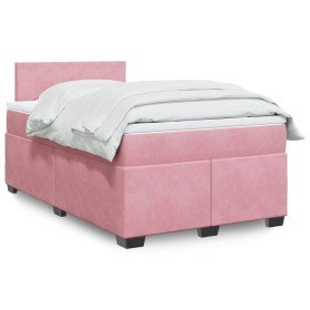 Cama box spring con colchón terciopelo rosa 120x190 cm Cama box spring con colchón terciopelo rosa 120x190 cm