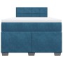 Cama box spring con colchón terciopelo azul oscuro 120x190 cm
