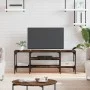 TV stand made of engineered wood and smoked oak iron, measuring 121x35x45 cm. by vidaXL, TV Furniture - Ref: Foro24-831805, P...