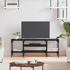 Mueble de TV hierro y madera contrachapada negro 121x35x45 cm de vidaXL, Muebles TV - Ref: Foro24-831803, Precio: 61,92 €, De...