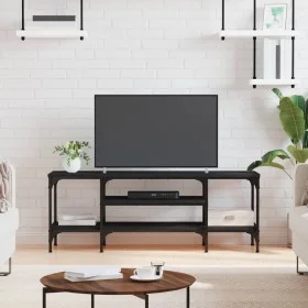 Mueble de TV hierro y madera contrachapada negro 121x35x45 cm de vidaXL, Muebles TV - Ref: Foro24-831803, Precio: 61,13 €, De...