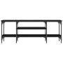 Mueble de TV hierro y madera contrachapada negro 121x35x45 cm de vidaXL, Muebles TV - Ref: Foro24-831803, Precio: 61,13 €, De...