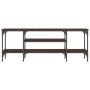Mueble TV madera ingeniería y hierro marrón roble 121x35x45 cm de vidaXL, Muebles TV - Ref: Foro24-831807, Precio: 61,31 €, D...