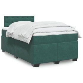 Cama box spring con colchón terciopelo verde oscuro 120x190 cm