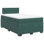 Cama box spring con colchón terciopelo verde oscuro 120x190 cm