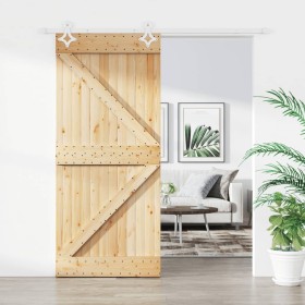 Puerta corredera con herrajes madera maciza de pino 90x210 cm