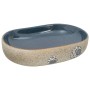 Lavabo sobre encimera ovalado arena y azul cerámica 59x40x14 cm