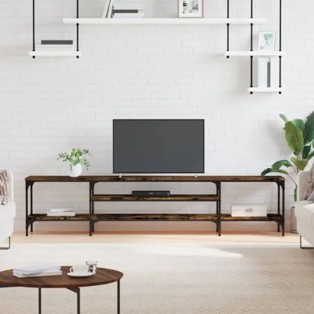 Mueble TV madera ingeniería y hierro roble ahumado 201x35x45 cm de vidaXL, Muebles TV - Ref: Foro24-831815, Precio: 79,29 €, ...