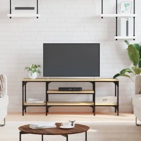 Mueble TV madera de ingeniería y hierro Sonoma 121x35x45 cm de vidaXL, Muebles TV - Ref: Foro24-831804, Precio: 59,35 €, Desc...