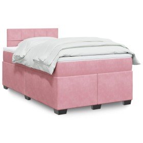 Cama box spring con colchón terciopelo rosa 120x200 cm en Camas y somieres | Comprar online en Foro24