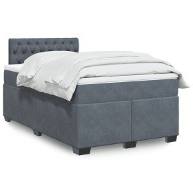 Cama box spring con colchón terciopelo gris oscuro 120x200 cm en Camas y somieres | Comprar online en Foro24