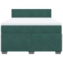 Cama box spring con colchón terciopelo verde oscuro 140x190 cm
