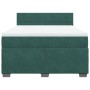 Cama box spring con colchón terciopelo verde oscuro 140x190 cm