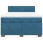 Cama box spring con colchón terciopelo azul oscuro 140x190 cm