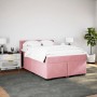 Cama box spring con colchón terciopelo rosa 140x190 cm