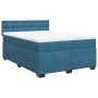 Cama box spring con colchón terciopelo azul oscuro 140x190 cm