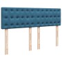 Cama box spring con colchón terciopelo azul oscuro 140x190 cm