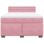 Cama box spring con colchón terciopelo rosa 140x190 cm