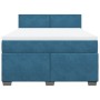 Cama box spring con colchón terciopelo azul oscuro 140x200 cm