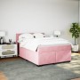 Cama box spring con colchón terciopelo rosa oscuro 140x200 cm