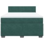 Cama box spring con colchón terciopelo verde oscuro 140x200 cm