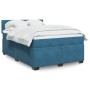 Cama box spring con colchón terciopelo azul oscuro 140x200 cm