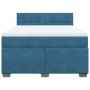 Cama box spring con colchón terciopelo azul oscuro 140x200 cm