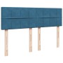 Cama box spring con colchón terciopelo azul oscuro 140x200 cm