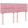 Cama box spring con colchón terciopelo rosa oscuro 140x200 cm
