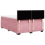 Cama box spring con colchón terciopelo rosa oscuro 140x200 cm