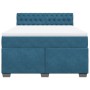 Cama box spring con colchón terciopelo azul oscuro 140x200 cm