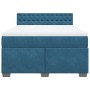 Cama box spring con colchón terciopelo azul oscuro 140x200 cm