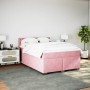 Cama box spring con colchón terciopelo rosa oscuro 140x200 cm