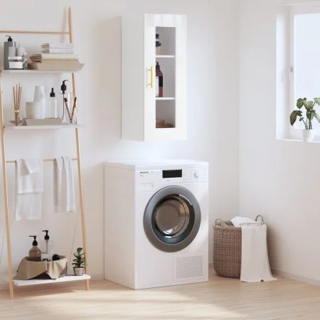 Glossy white wall cabinet 34.5x34x90 cm by vidaXL, Sideboards - Ref: Foro24-828902, Price: 44,75 €, Discount: %