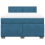 Cama box spring con colchón terciopelo azul 160x200 cm