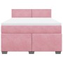 Cama box spring con colchón terciopelo rosa 160x200 cm