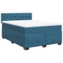 Cama box spring con colchón terciopelo azul 160x200 cm
