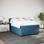 Cama box spring con colchón terciopelo azul 160x200 cm