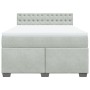 Cama box spring con colchón terciopelo gris claro 160x200 cm