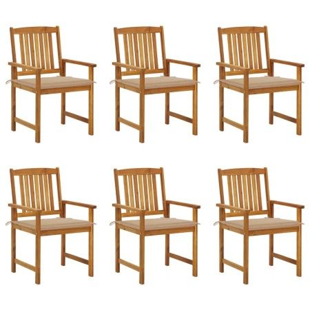 Gartenstühle und Kissen 6 Einheiten aus massivem Akazienholz von vidaXL, Gartenstühle - Ref: Foro24-3078154, Preis: 471,63 €,...