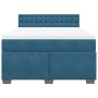 Cama box spring con colchón terciopelo azul 160x200 cm