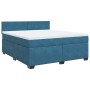 Cama box spring con colchón terciopelo azul 180x200 cm