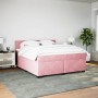 Cama box spring con colchón terciopelo rosa 180x200 cm