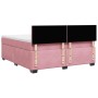 Cama box spring con colchón terciopelo rosa 180x200 cm