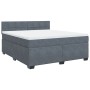 Cama box spring con colchón terciopelo gris oscuro 180x200 cm