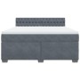 Cama box spring con colchón terciopelo gris oscuro 180x200 cm