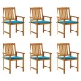 Garden chairs and cushions 6 units solid acacia wood by vidaXL, Garden chairs - Ref: Foro24-3078155, Price: 460,04 €, Discoun...