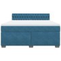 Cama box spring con colchón terciopelo azul 180x200 cm